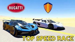 1850HP BUGATTI BOLIDE VS 1600HP KOENIGSEGG JESKO TOP SPEED RACE | Assetto Corsa