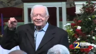 RAW: President Jimmy Carter tells church his cancer is gone