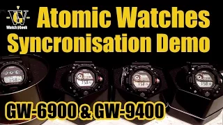 Atomic Watch Sync demonstration - 4 watches (GW-6900, GW-9400 Rangeman)