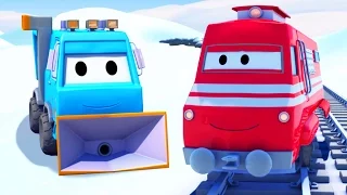 Troy der Zug und Der Schneepflug in Car City | Auto & Lastwagen Cartoons für Kinder