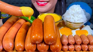 ASMR MASSIVE SAUSAGES FEAST, CHEESE SAUCE, EGGS, CHILI, RICE MUKBANG Eating Sounds