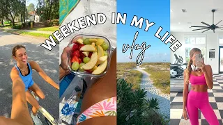 weekend vlog: thrifting, beach day, gym routine, photoshoot bts