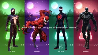 Epic Showdown: Black Spider Man vs Carnage vs Miles Morales vs Venom in Tiles Hop EDM Rush!