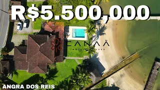 LINDA CASA COM  PRAIA PRIVATIVA E PISCINA, AMPLO TERRENO, 5 SUÍTES EM ANGRA DOS REIS - RJ 🔆 4K 60fps