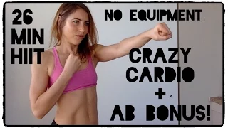 20 Min Crazy Cardio HIIT + 6 Min Ab Bonus! No Equipment