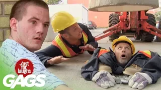 Man Crushed by Cement Prank - Just For Laughs Gags