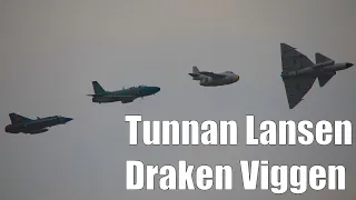 Swedish Jet Classics Saab Lansen, Tunnan, Draken, Viggen Formation Flying  - SweAF 2022
