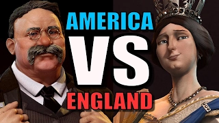 AMERICA VS ENGLAND!! | Civilization 6: AI Only 1v1 [Civ 6 Gameplay] Teddy VS Victoria!