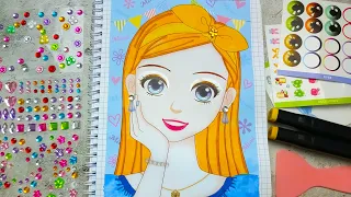 [ToyASMR] Princess Makeup Sticker Book 19 💋 with Sticker 💄 Princess Coloring  | #Paperdiy | ASMR