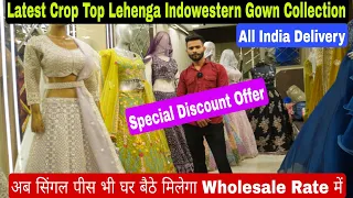 Special Discount Offer | Fancy Heavy Crop Top lehenga Indowestern Gown Collection | Laddies Wear