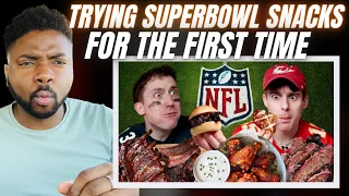 🇬🇧BRIT Reacts To TRYING SUPER BOWL SNACKS FOR THE FIRST TIME!