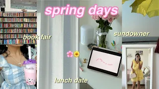 romanticising *spring days* 🌸 cleaning, buying books, sundowner event, lunch date, floral season!!!