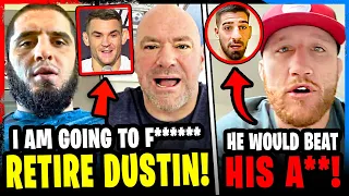 Islam Makhachev SENDS WARNING to Dustin Poirier! Justin Gaethje PREDICTION! Ilia Topuria CALLED OUT