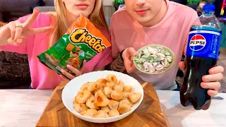 ASMR MUKBANG | FRIED DUMPLINGS and CHEETOS, Amazingly Delicious Salad, PEPSI | EATING SOUNDS