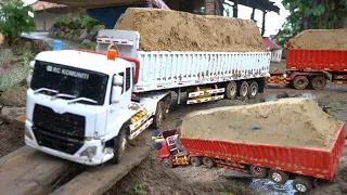 TERPELESET DAN NYUNGSEP‼️🔥 RC TRUK HINO 500 TRAILER VS RC TRUK QUESTER BERMUATAN PASIR terguling