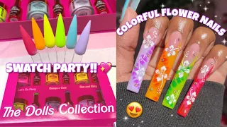 NEON FRENCH HIBISCUS FLOWER NAIL ART | NOT POLISH NEW DOLLS COLLECTIONS | EASY ACRYLIC NAILS