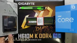 intel Core i3 12100 GIGABYTE H610M K DDR4 PNY SSD Simple Desktop PC Build