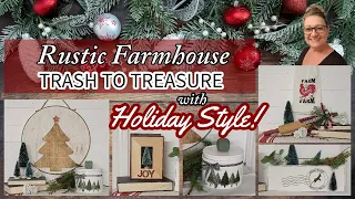 *RUSTIC FARMHOUSE TRASH TO TREASURE with HOLIDAY STYLE!!* Easy Thrift Store Makeovers for Christmas