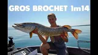 GROS BROCHET 1m14 - LAC LEMAN - TOUCHE EN DIRECT !