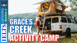 Real IELTS Listening Test | Section 2 | Grace's Creek Activity Camp