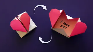 Валентинка из бумаги 💜 Оригами конверт с сердечком своими руками • Origami Heart For Valentine's Day