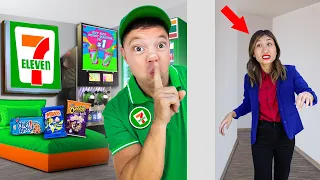 I Built a SECRET 7 11 in Our Kitchen!  We Opened My Own 7 Eleven By Crafty Hype