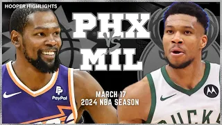 Phoenix Suns vs Milwaukee Bucks Full Game Highlights | Mar 17 | 2024 NBA Season