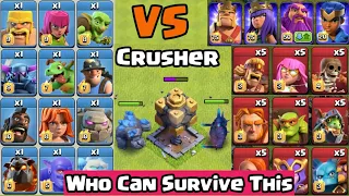 Crusher Vs All troops clash of clans | Clash of clans super troops | Clash of clans crusher