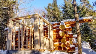 Framing the Breezeway, Building an Off Grid Log Cabin Alone in the Wilderness, Ep 12