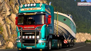 ETS2 SCHWERTRANSPORT - LUXUS YACHT Transport I Scania R580 V8 [2678] EURO TRUCK SIMULATOR 2