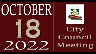 City of Fredericksburg, TX - Regular City Council Meeting - Tuesday, October 18, 2022