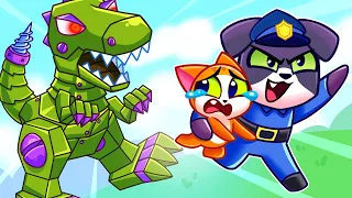 🙀 Scary Sacry Dino Robot Song 🦖🤖|| Dinosaur Songs bu Purrfect Kids Songs & Nursery Rhymes🎵