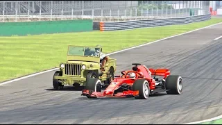 Ferrari F1 2018 vs Jeep Second World War - Monza
