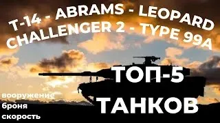 ТОП 5 ТАНКОВ мира ⭐ Abrams, Leopard 2 или Т-14 "Армата" ? Какой лучше?