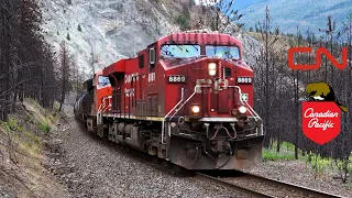 Canadian Railroads Pairing Together, With A Clear Signal Thru Lytton’s Burnt Forest - Canadas Canyon