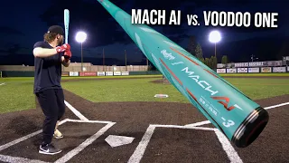 Hitting with the 2024 RAWLINGS MACH AI (vs. DeMarini Voodoo One) | BBCOR Baseball Bat Review