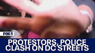 Police clear GWU encampment; demonstrators, officers clash on DC streets