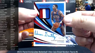 4/22/2024 20/21 Panini Immaculate Basketball 5 Box Case Break Random Teams #1