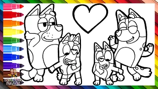 Desenhar e Colorir Bluey e Sua Família 🐶❤️ Desenhos para Crianças