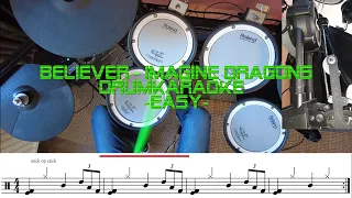 Imagine Dragons - Believer Drum Karaoke (easy), Drum Cover, Sheet music, Lessons, Tutorial