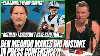 Ben McAdoo Says Darnold Is Panthers Starting QB, Immediately Takes It Back | Pat McAfee Reacts