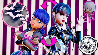 [Miraculous Ladybug x Addams] Wednesday x Death Miraculous & Marinette x Addams (TRANSFORMATIONS)