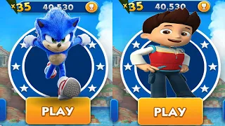 Sonic Dash vs Paw Patrol Ryder Run - Movie Sonic vs All Bosses Zazz Eggman All 61 Character Unlocked