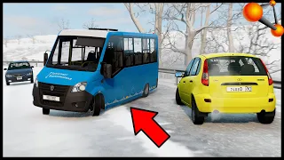DRIFT In CITY BUS! Winter ROAD! - BeamNg Drive