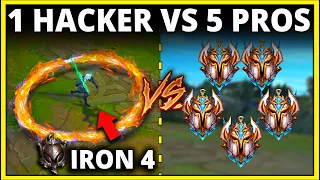 1 Iron Player vs. 5 Challengers, but the Iron Player is Hacking (150+ KILLS) - League of Legends