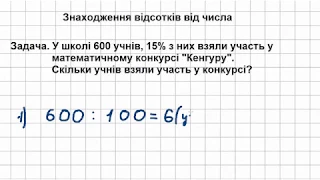 5 клас Математика Урок 11 Знаходження відсотків від числа