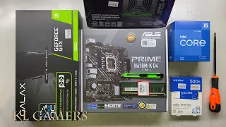 intel Core i5 12400F ASUS PRIME H610M-K D4 CSM GALAX GTX1650 AQUARON Gaming PC Build