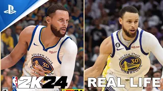 NBA 2K24 NEXT GEN VS REAL LIFE COMPARISON!!! {LEBRON JAMES , STEPHEN CURRY}