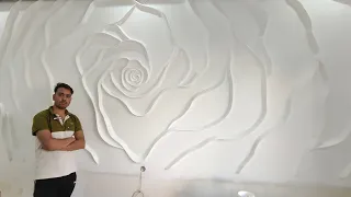 how to make  wall mural plaster of Paris | big rose wall 3D mural