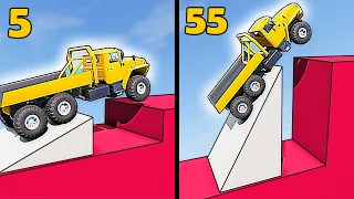 Vehicles vs. Highest Block through Jump in BeamNG.drive 2